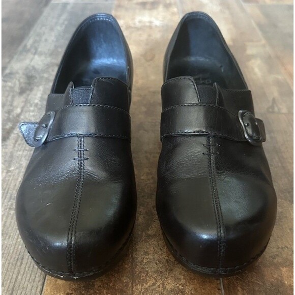 Dansko Tamara Black Full Grain Leather Clogs w/ Buckle Sz Eur 38, US 7.5-8 - Picture 3 of 9